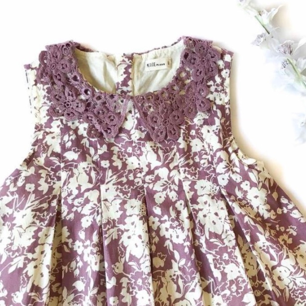 Puce Pink Pleated Waistline Print Sleeveless Dress - Picture 4 of 6